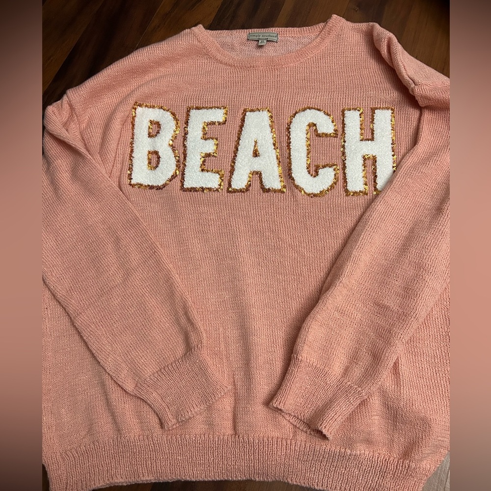 Simply Southern Peach Sweater XL